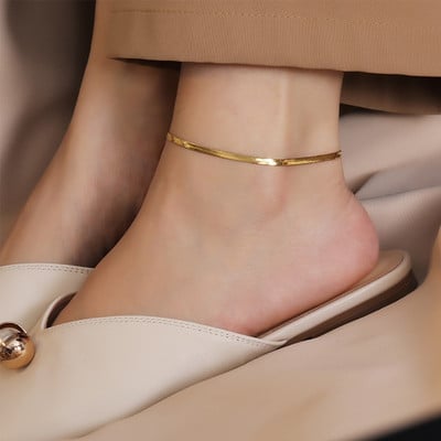 Snake Chain Gold Plated Anklet for Women/Men Girls Summer Beach Chain Ankle Gifts 316L Stainless Steel Not Allergic Dropshipping