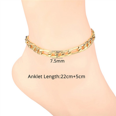 Lanț de gleznă cu mărgele Figaro pentru femei, fete, lanț de plajă reglabil de vară, gleznă, cadouri de ziua mamei, oțel inoxidabil, nealergic