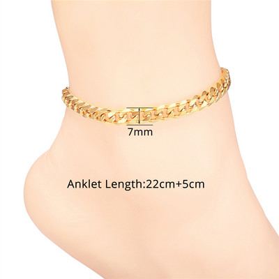 Lanț de gleznă cu mărgele Figaro pentru femei, fete, lanț de plajă reglabil de vară, gleznă, cadouri de ziua mamei, oțel inoxidabil, nealergic