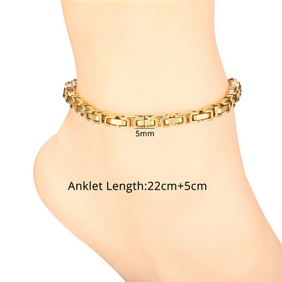 Lanț de gleznă cu mărgele Figaro pentru femei, fete, lanț de plajă reglabil de vară, gleznă, cadouri de ziua mamei, oțel inoxidabil, nealergic