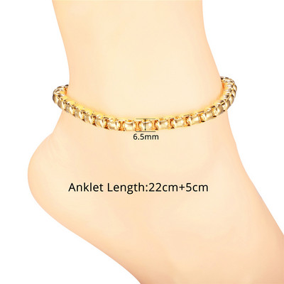 Lanț de gleznă cu mărgele Figaro pentru femei, fete, lanț de plajă reglabil de vară, gleznă, cadouri de ziua mamei, oțel inoxidabil, nealergic