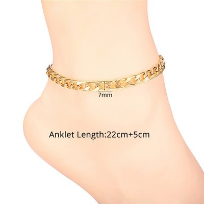 Lanț de gleznă cu mărgele Figaro pentru femei, fete, lanț de plajă reglabil de vară, gleznă, cadouri de ziua mamei, oțel inoxidabil, nealergic