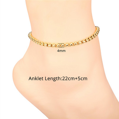 Lanț de gleznă cu mărgele Figaro pentru femei, fete, lanț de plajă reglabil de vară, gleznă, cadouri de ziua mamei, oțel inoxidabil, nealergic