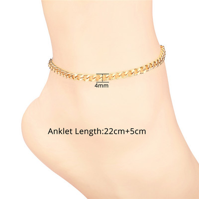 Lanț de gleznă cu mărgele Figaro pentru femei, fete, lanț de plajă reglabil de vară, gleznă, cadouri de ziua mamei, oțel inoxidabil, nealergic