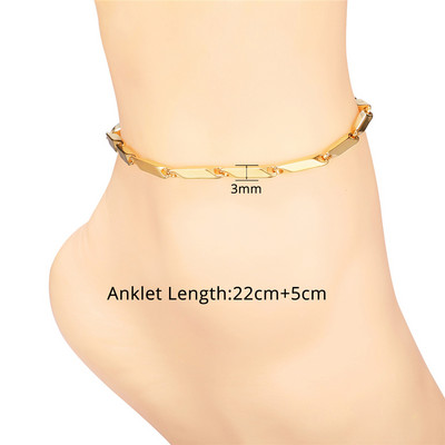 Lanț de gleznă cu mărgele Figaro pentru femei, fete, lanț de plajă reglabil de vară, gleznă, cadouri de ziua mamei, oțel inoxidabil, nealergic