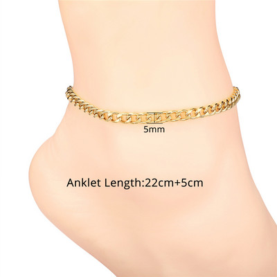 Lanț de gleznă cu mărgele Figaro pentru femei, fete, lanț de plajă reglabil de vară, gleznă, cadouri de ziua mamei, oțel inoxidabil, nealergic