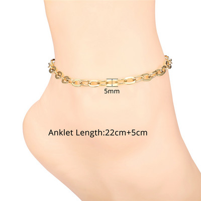 Lanț de gleznă cu mărgele Figaro pentru femei, fete, lanț de plajă reglabil de vară, gleznă, cadouri de ziua mamei, oțel inoxidabil, nealergic