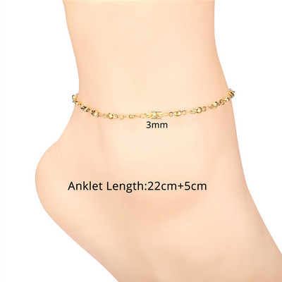 Lanț de gleznă cu mărgele Figaro pentru femei, fete, lanț de plajă reglabil de vară, gleznă, cadouri de ziua mamei, oțel inoxidabil, nealergic