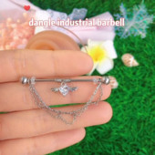 Lanț industrial barbell din oțel inoxidabil, cercei industrial, piercing pentru cartilaj, piercing pentru corp, bijuterii