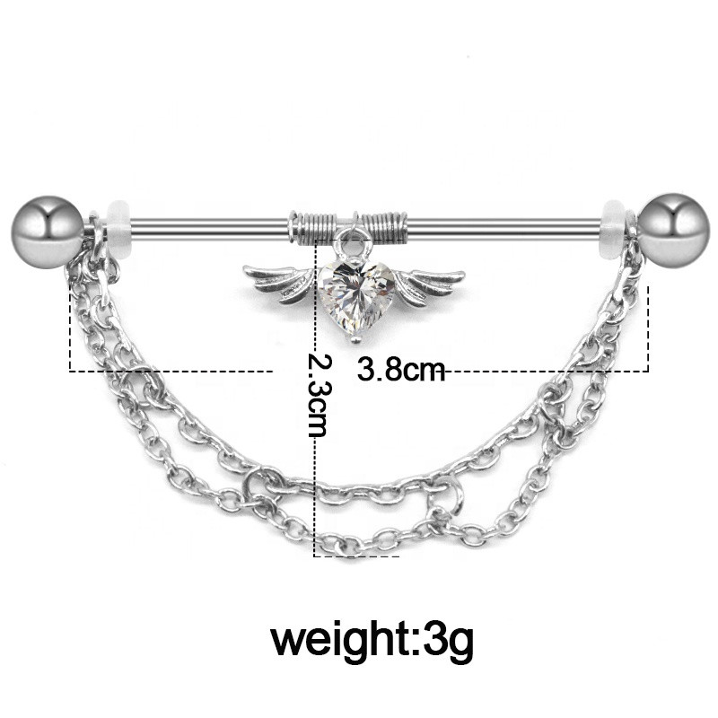 Lanț industrial barbell din oțel inoxidabil, cercei industrial, piercing pentru cartilaj, piercing pentru corp, bijuterii
