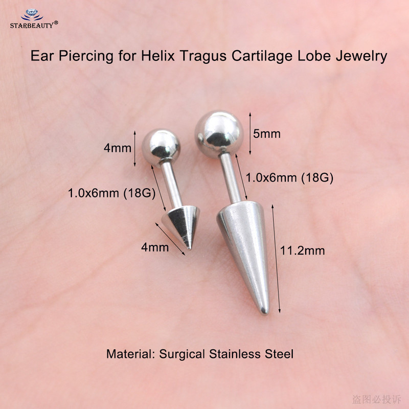 2 buc. 18G bar gotic, scurt, lung, cercei, con, cartilaj, Helix Piercing Stud Demon Nail Diavol Tragus Inel Aretes Bijuterii pentru ureche