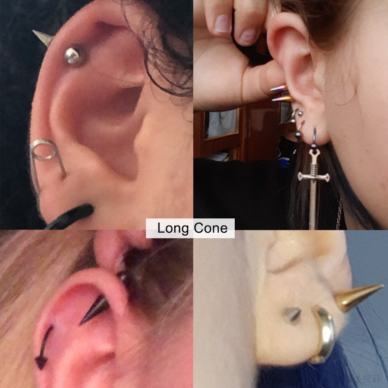 2 buc. 18G bar gotic, scurt, lung, cercei, con, cartilaj, Helix Piercing Stud Demon Nail Diavol Tragus Inel Aretes Bijuterii pentru ureche