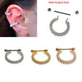 1 buc 8-10mm 100% oțel chirurgical Cz cercei piercing cu cerc legănat tragus helix cartilaj rook bijuterii nas stud bijuterii pentru corp