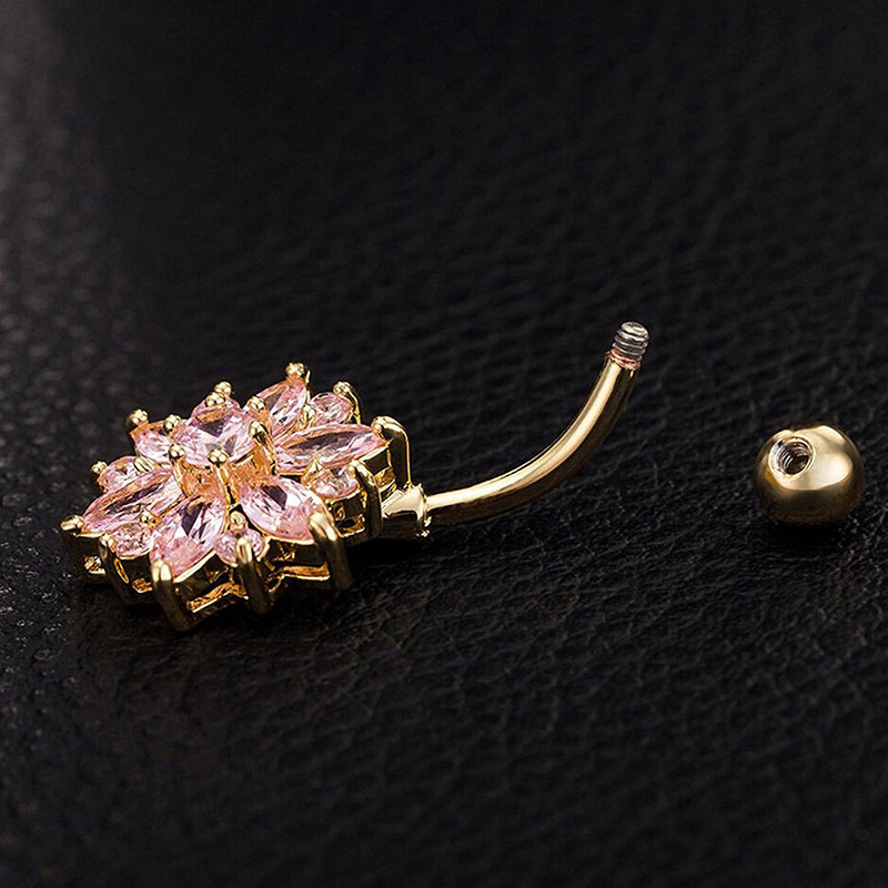 1 buc. Piercing pentru corp din oțel chirurgical, bijuterii, floare, buric, bară pentru burtică, piercing pentru buric, inele pentru buric pentru fete