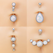 1 buc Inel pentru buric cu bijuterii opal pentru femei, oțel chirurgical 316L, piercing pentru buric, cercei, 14 G Sexy Nombril Ombligo