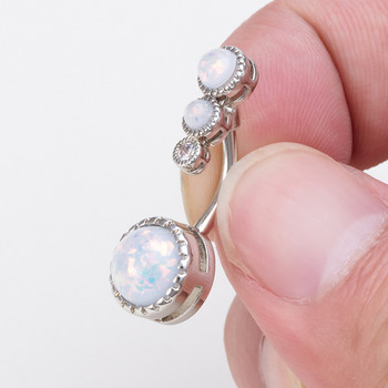1PC Опал, украсен със скъпоценни камъни пръстен за пъпа за жени 316L хирургическа стомана Пиърсинг на пъпа Бижута Обеца 14G Секси Nombril Ombligo
