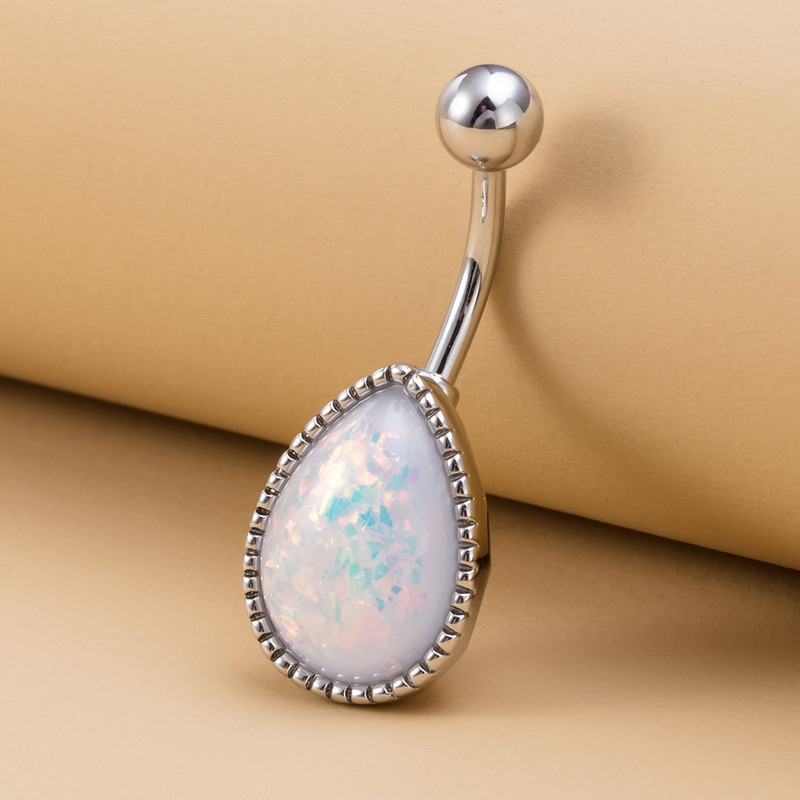 1 buc Inel pentru buric cu bijuterii opal pentru femei, oțel chirurgical 316L, piercing pentru buric, cercei, 14 G Sexy Nombril Ombligo