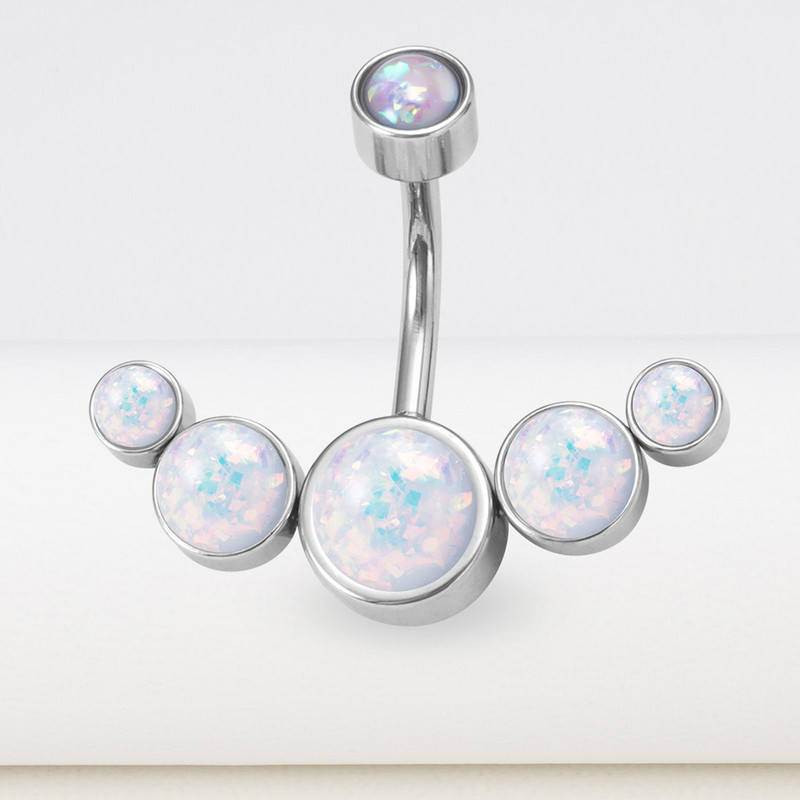 1 buc Inel pentru buric cu bijuterii opal pentru femei, oțel chirurgical 316L, piercing pentru buric, cercei, 14 G Sexy Nombril Ombligo