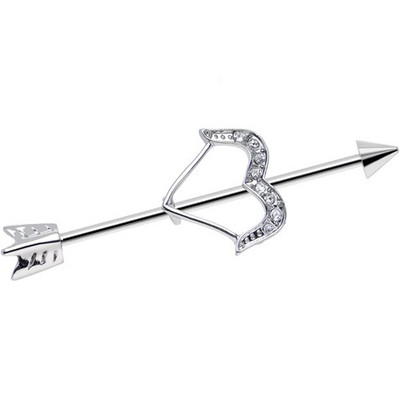 Butterfly Arrow Barbell industrial pentru femei Bărbați Oțel CZ Cartilage Helix Cercei Stud Piercing Bijuterii Oreja 14Gx38mm 1PC