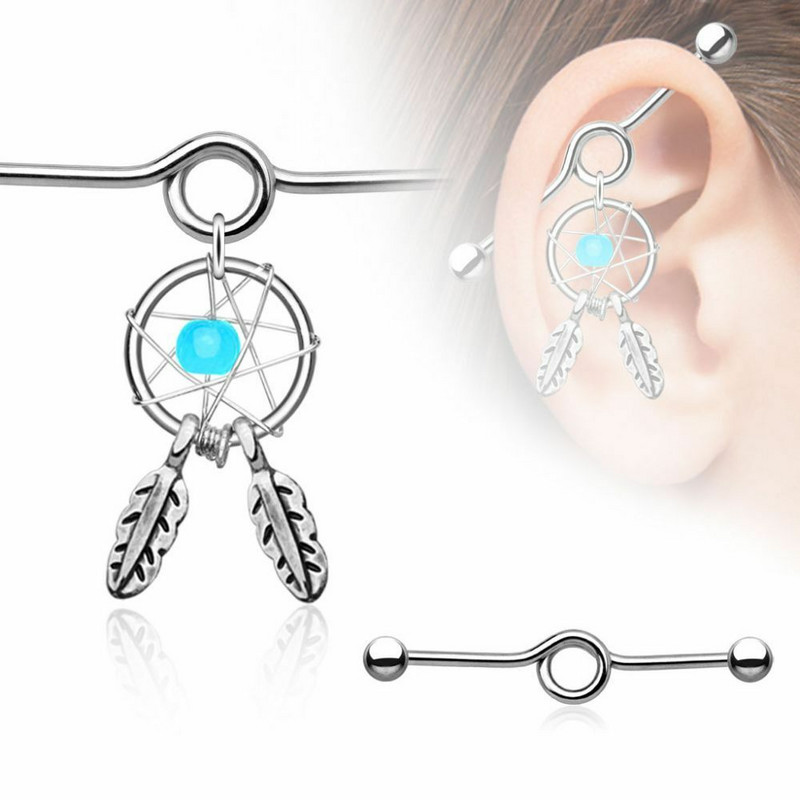 Butterfly Arrow Barbell industrial pentru femei Bărbați Oțel CZ Cartilage Helix Cercei Stud Piercing Bijuterii Oreja 14Gx38mm 1PC
