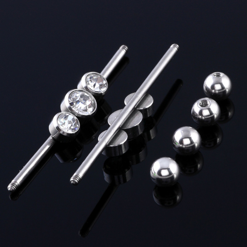 Butterfly Arrow Barbell industrial pentru femei Bărbați Oțel CZ Cartilage Helix Cercei Stud Piercing Bijuterii Oreja 14Gx38mm 1PC