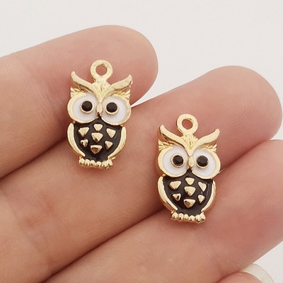 JINDINSP 14kom 20x11mm emajl šarene sove privjesci privjesci za izradu nakita ogrlice naušnice DIY ručno rađeni obrtnički dodaci