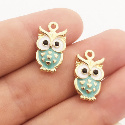 JINDINSP 14kom 20x11mm emajl šarene sove privjesci privjesci za izradu nakita ogrlice naušnice DIY ručno rađeni obrtnički dodaci