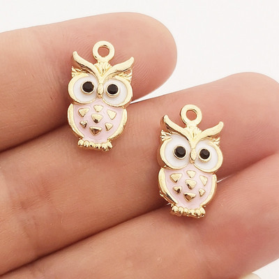 JINDINSP 14kom 20x11mm emajl šarene sove privjesci privjesci za izradu nakita ogrlice naušnice DIY ručno rađeni obrtnički dodaci