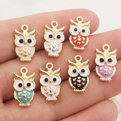 JINDINSP 14kom 20x11mm emajl šarene sove privjesci privjesci za izradu nakita ogrlice naušnice DIY ručno rađeni obrtnički dodaci