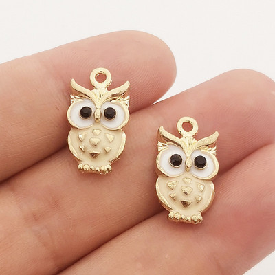 JINDINSP 14kom 20x11mm emajl šarene sove privjesci privjesci za izradu nakita ogrlice naušnice DIY ručno rađeni obrtnički dodaci
