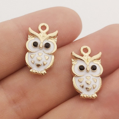 JINDINSP 14kom 20x11mm emajl šarene sove privjesci privjesci za izradu nakita ogrlice naušnice DIY ručno rađeni obrtnički dodaci