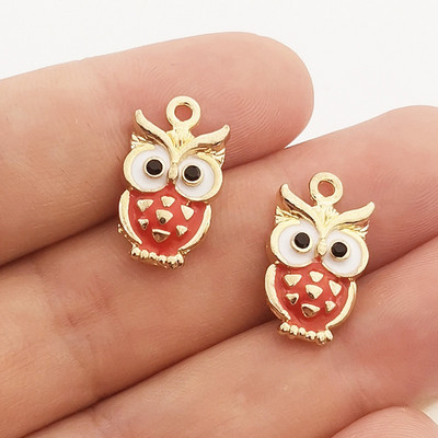 JINDINSP 14kom 20x11mm emajl šarene sove privjesci privjesci za izradu nakita ogrlice naušnice DIY ručno rađeni obrtnički dodaci