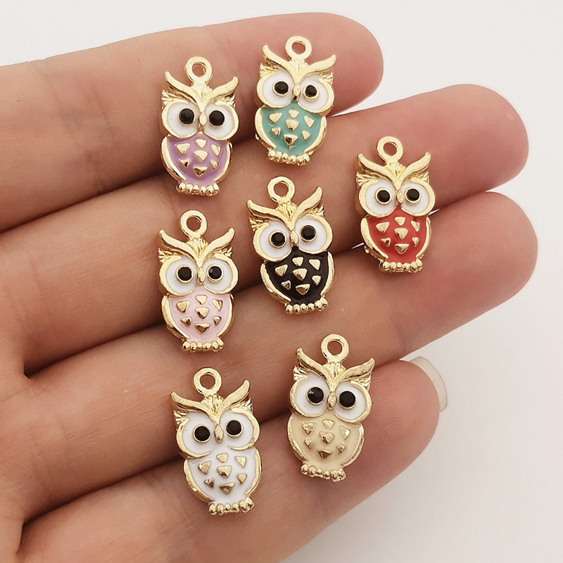 JINDINSP 14kom 20x11mm emajl šarene sove privjesci privjesci za izradu nakita ogrlice naušnice DIY ručno rađeni obrtnički dodaci