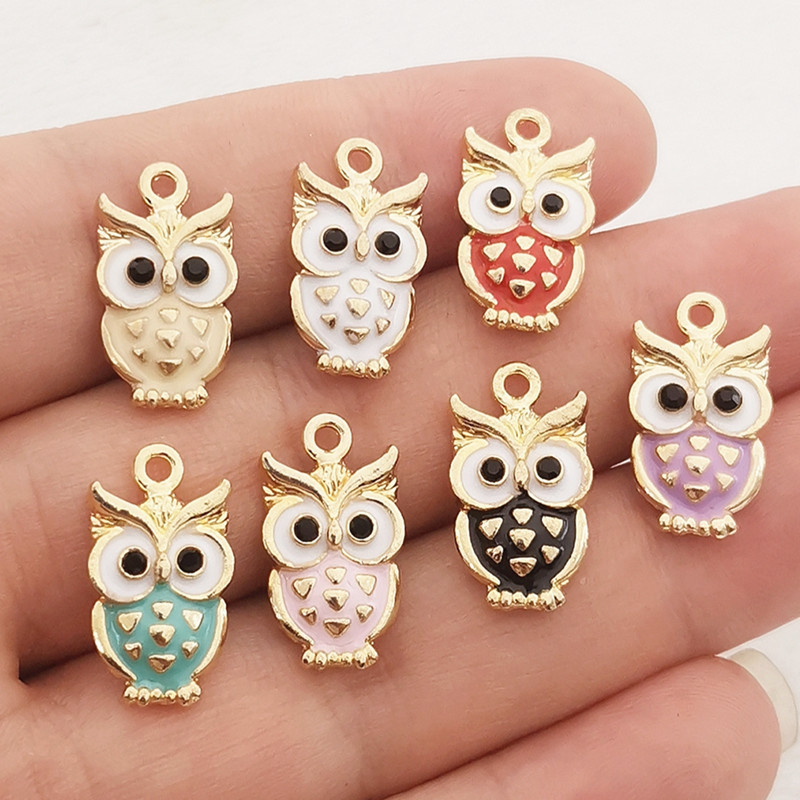 JINDINSP 14kom 20x11mm emajl šarene sove privjesci privjesci za izradu nakita ogrlice naušnice DIY ručno rađeni obrtnički dodaci