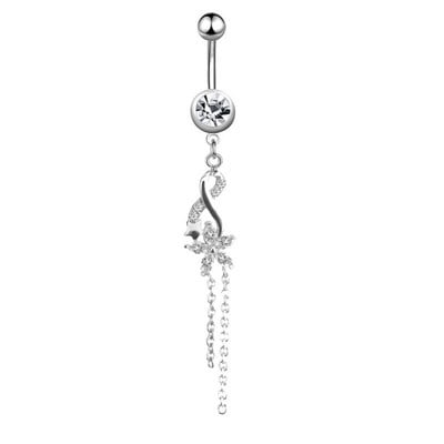 imixlot Fashion Piercing pentru buric cu pandantiv pentru femei Piercing pentru buric cu ciucuri lungi de cristal Bijuterii sexy pentru corp
