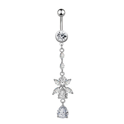 imixlot Fashion Piercing pentru buric cu pandantiv pentru femei Piercing pentru buric cu ciucuri lungi de cristal Bijuterii sexy pentru corp