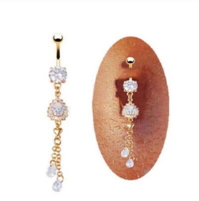 imixlot Fashion Piercing pentru buric cu pandantiv pentru femei Piercing pentru buric cu ciucuri lungi de cristal Bijuterii sexy pentru corp
