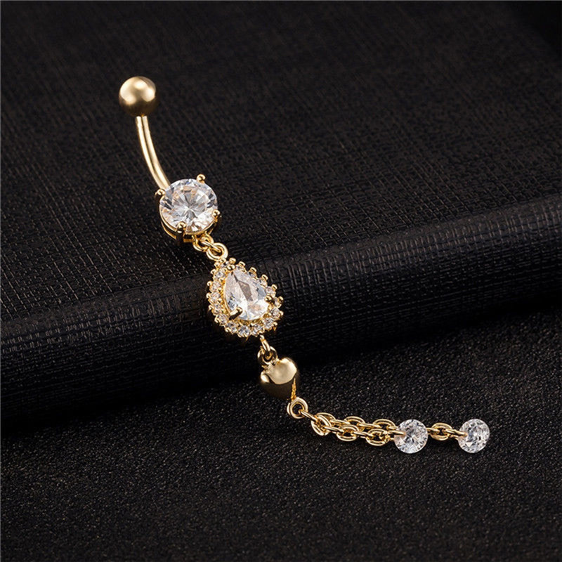 imixlot Fashion Piercing pentru buric cu pandantiv pentru femei Piercing pentru buric cu ciucuri lungi de cristal Bijuterii sexy pentru corp