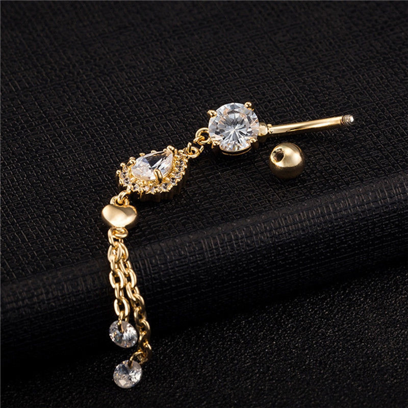 imixlot Fashion Piercing pentru buric cu pandantiv pentru femei Piercing pentru buric cu ciucuri lungi de cristal Bijuterii sexy pentru corp