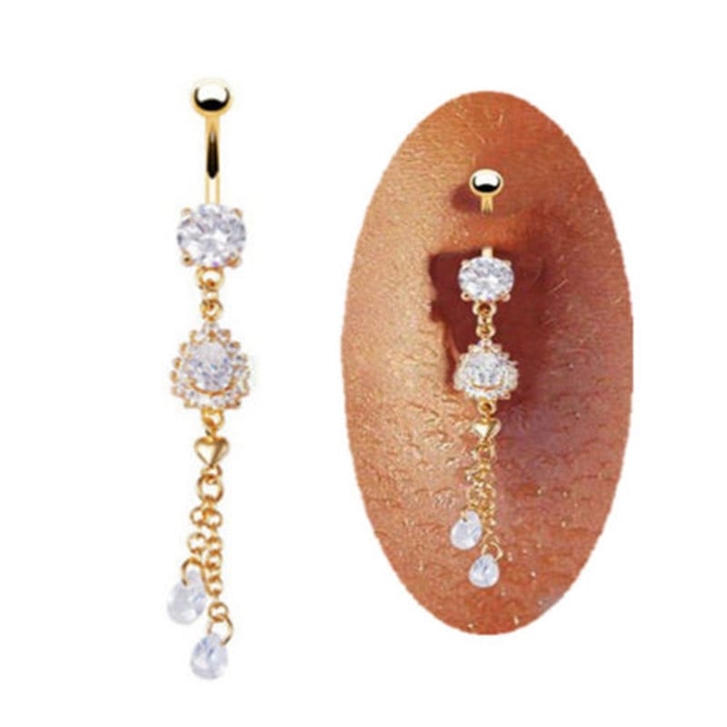 imixlot Fashion Piercing pentru buric cu pandantiv pentru femei Piercing pentru buric cu ciucuri lungi de cristal Bijuterii sexy pentru corp