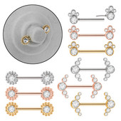 Pereche oțel chirurgical 361L fără fir Cz floarea-soarelui mamelon barbell inel cristal Cluster press Fit mamelon scut piercing bijuterii