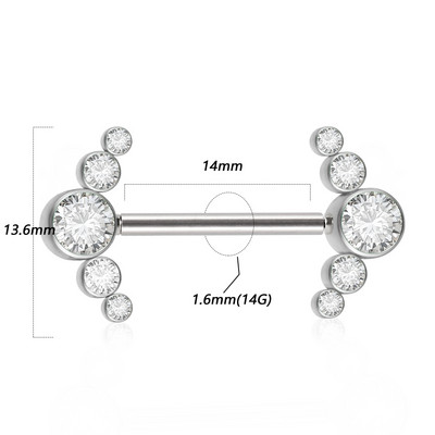 Pereche oțel chirurgical 361L fără fir Cz floarea-soarelui mamelon barbell inel cristal Cluster press Fit mamelon scut piercing bijuterii