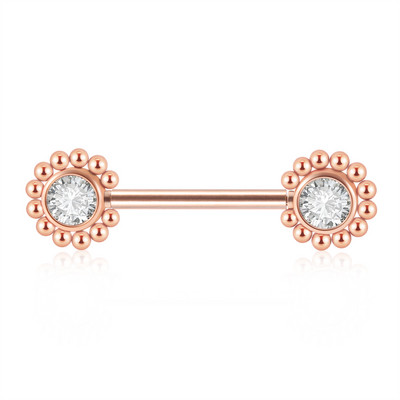 Pereche oțel chirurgical 361L fără fir Cz floarea-soarelui mamelon barbell inel cristal Cluster press Fit mamelon scut piercing bijuterii