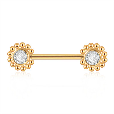 Pereche oțel chirurgical 361L fără fir Cz floarea-soarelui mamelon barbell inel cristal Cluster press Fit mamelon scut piercing bijuterii
