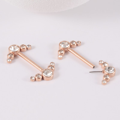 Pereche oțel chirurgical 361L fără fir Cz floarea-soarelui mamelon barbell inel cristal Cluster press Fit mamelon scut piercing bijuterii