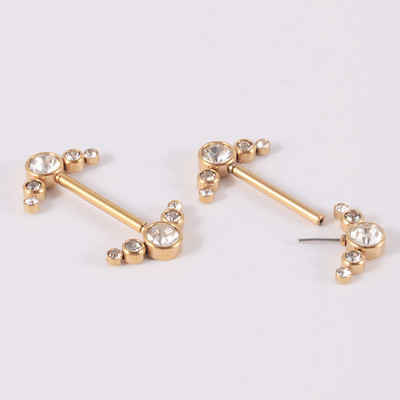 Pereche oțel chirurgical 361L fără fir Cz floarea-soarelui mamelon barbell inel cristal Cluster press Fit mamelon scut piercing bijuterii
