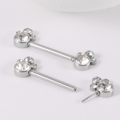 Pereche oțel chirurgical 361L fără fir Cz floarea-soarelui mamelon barbell inel cristal Cluster press Fit mamelon scut piercing bijuterii