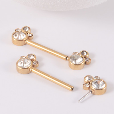 Pereche oțel chirurgical 361L fără fir Cz floarea-soarelui mamelon barbell inel cristal Cluster press Fit mamelon scut piercing bijuterii