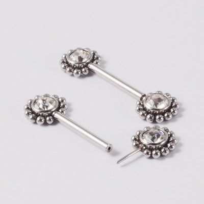 Pereche oțel chirurgical 361L fără fir Cz floarea-soarelui mamelon barbell inel cristal Cluster press Fit mamelon scut piercing bijuterii