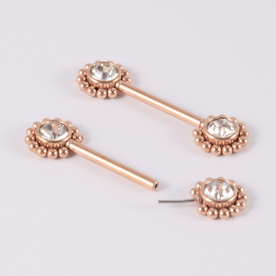 Pereche oțel chirurgical 361L fără fir Cz floarea-soarelui mamelon barbell inel cristal Cluster press Fit mamelon scut piercing bijuterii